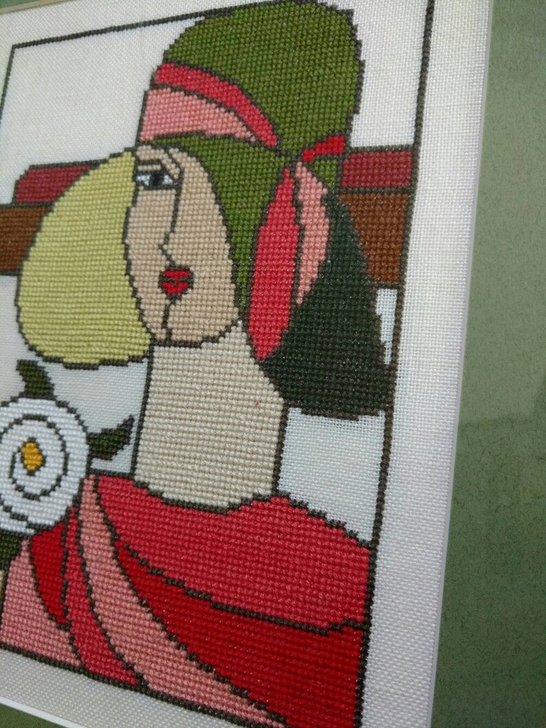 Art Deco Woman Art Nouveau Needlepoint Framed Lady Picture | Etsy