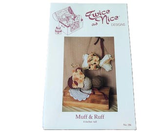 Dog Cat Dolls Sewing Pattern 6" Rustic Country Farmhouse Folk Art Wallhanging