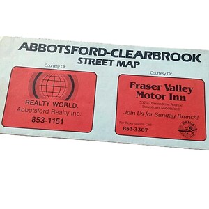 Carte vintage Abbotsford Clearbrook, C.-B. Dépliant publicitaire Canada Ephemera