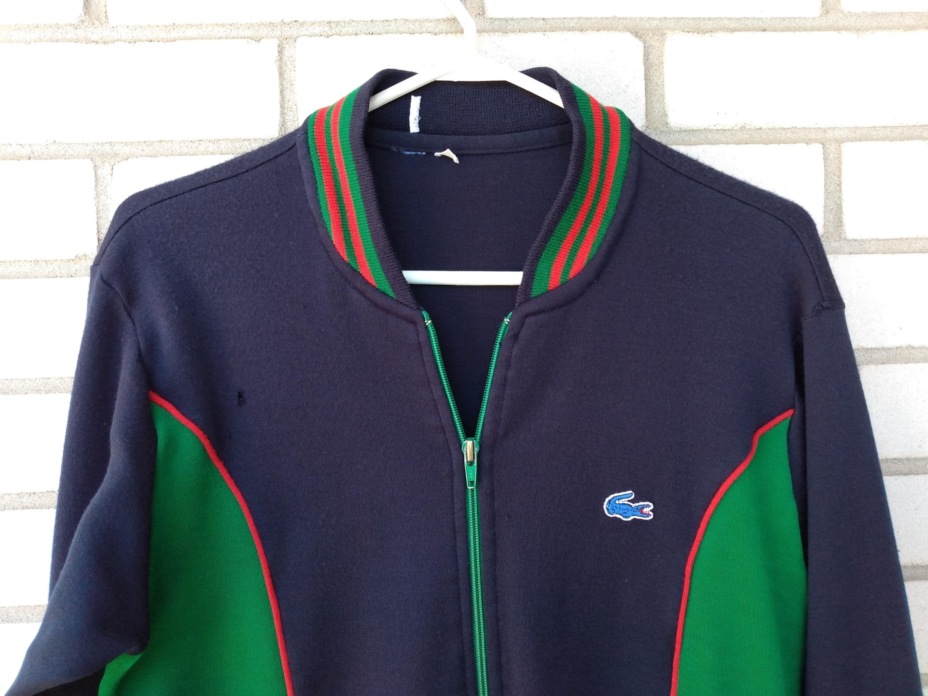 Vintage 80s IZOD Lacoste Sweatshirt Jacket Blue Alligator S/M 40