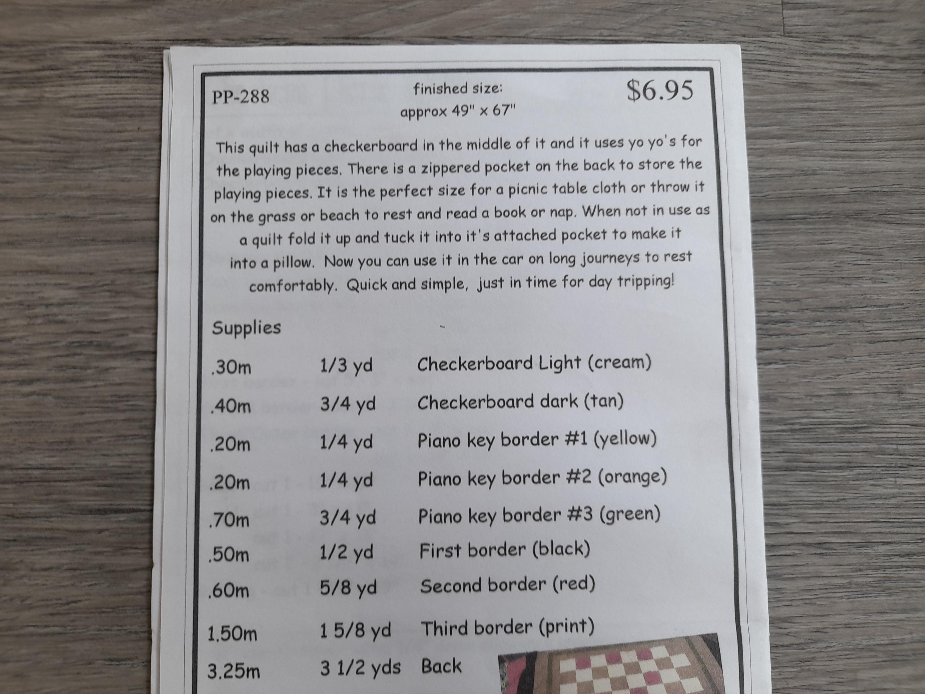 Checkers Game Picnic Quilt Sewing Pattern Pillow Travel Family Fun - Etsy
