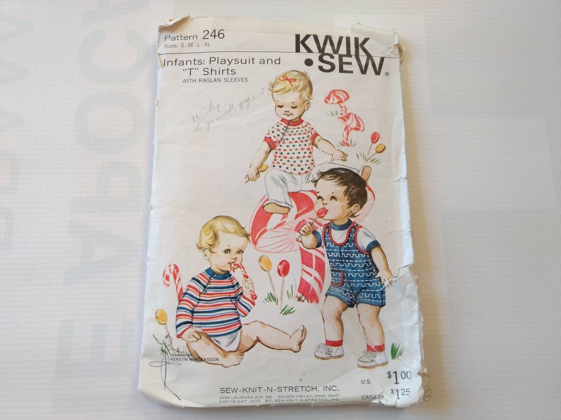 Vintage Baby Sewing Pattern Infants Playsuit and Tshirts for Etsy