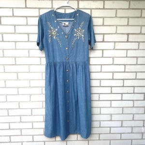bejeweled denim dress Bejeweled Denim Flare Dress