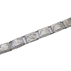 Vintage Souvenir Bracelet Nova Scotia Canada Silver Tone Snap Fastener