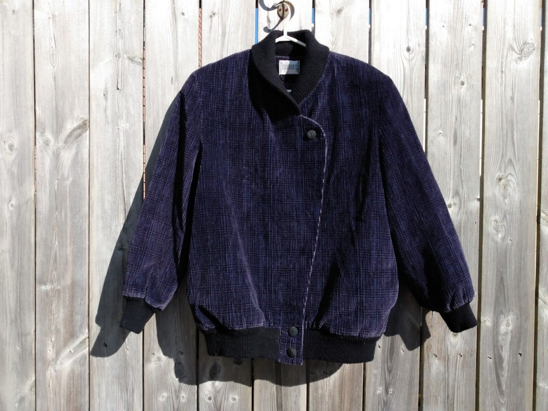 Vintage Corduroy Purple Brown Paisley Blazer Jacket L 14 16