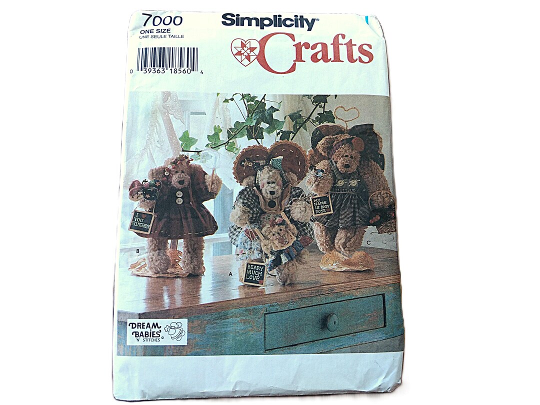 Vintage 90s Teddy Bear and Clothes Sewing Pattern Simplicity 7000 UNCUT ...