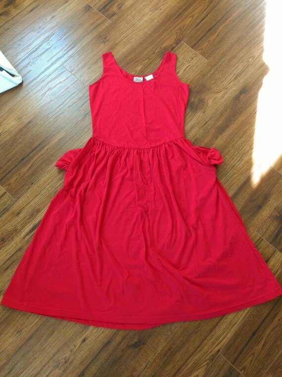 Red Tank Top Dress Sleeveless with Pockets Retro … - image 5