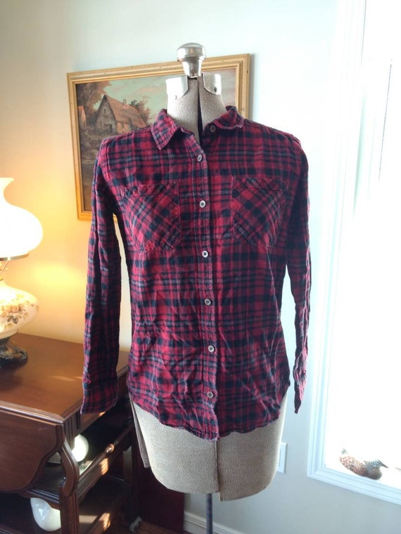 Plaid Shirt Retro Vintage Beaver Canoe Size Small