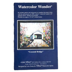 Vintage Covered Bridge Quilt Pattern Whims Watercolor Wonder 22&quot;x18&quot; Country Scene