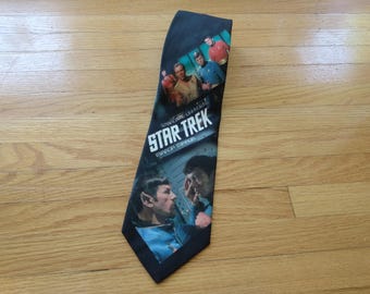 Vintage 90s Star Trek Tie Necktie Ralph Marlin Spock Captain Kirk Bones Uhura Scotty