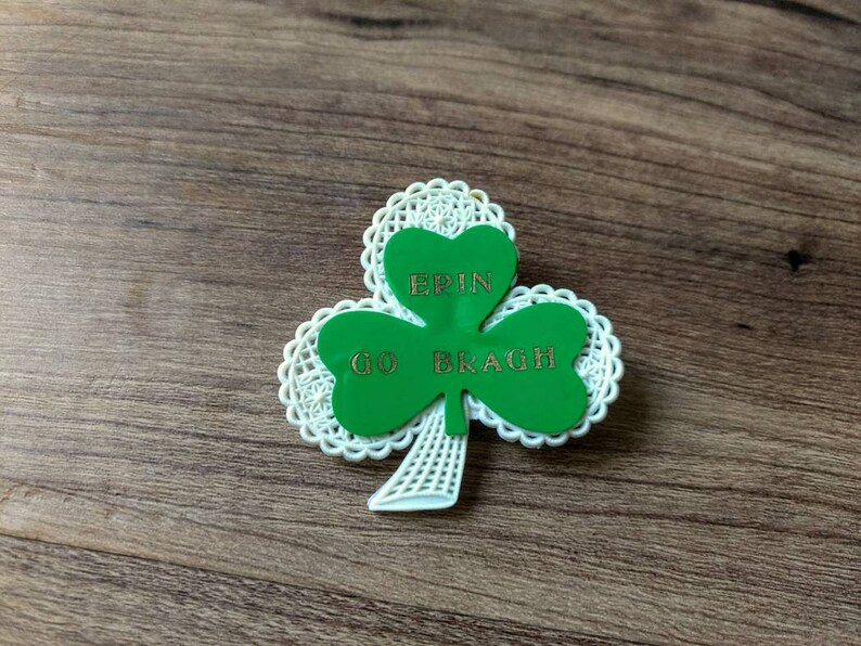 SHAMROCK PINS Erin Go Bragh Brooches Retro Vintage Plastic Etsy