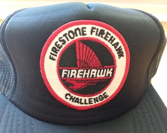 Vintage Trucker Hat Firestone Firehawk Challenge Mesh