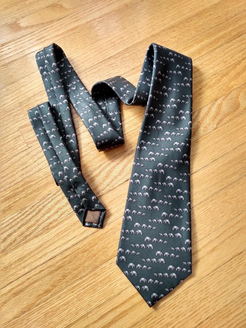 Vintage Elephant Neck Tie Jim Thompson Made in Thailand Necktie