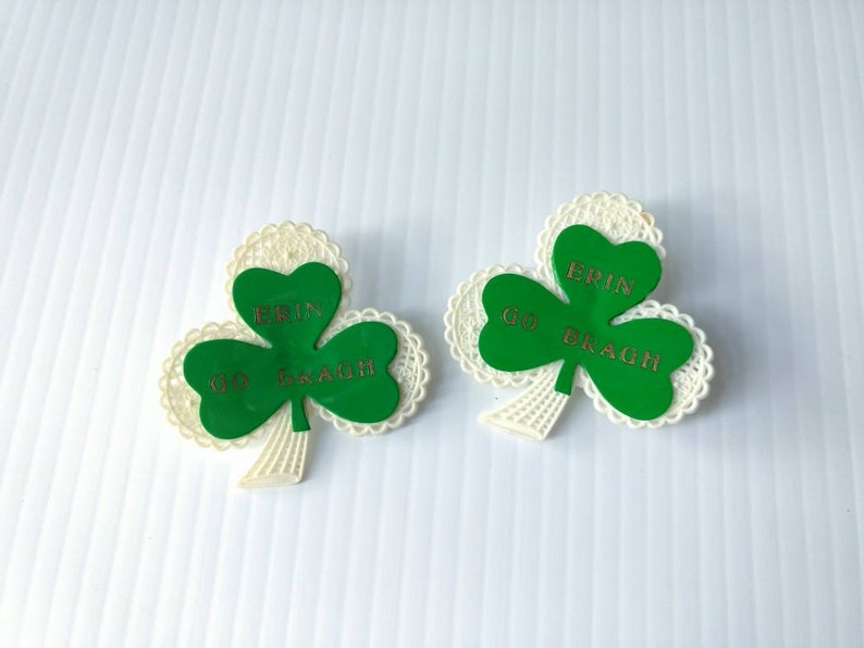 SHAMROCK PINS Erin Go Bragh Brooches Retro Vintage Plastic Etsy