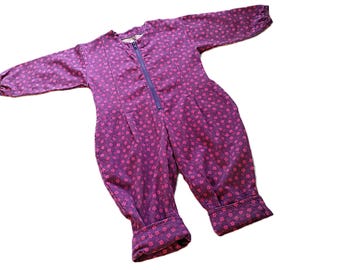 ヴィンテージ ガールズ ロンパース ジャンプスーツ 1990年代 パープル 長袖 未就学児 幼児