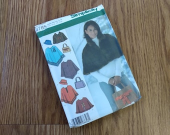 Poncho Cape Sewing Pattern XS-M or L-XL Hat Purse Simplicity 4785 UNCUT