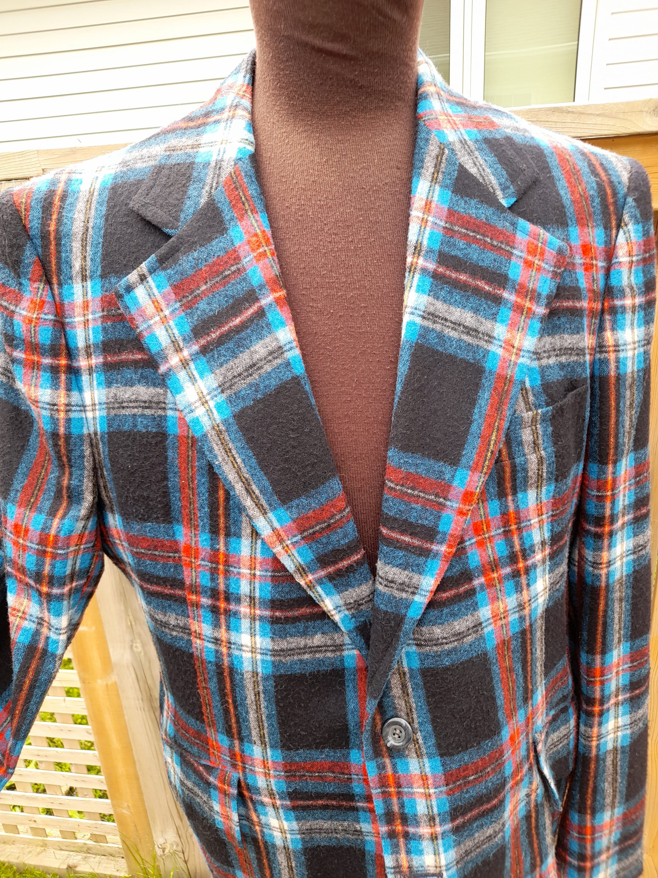 ジャケット・アウター 60s vintage pure wool sports jacket Vintage 60s Plaid Sport Coat Jacket Union Label #8 Murray