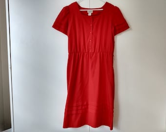 Vintage Red Dress Retro Nordstrom Linen Look Size Medium Large