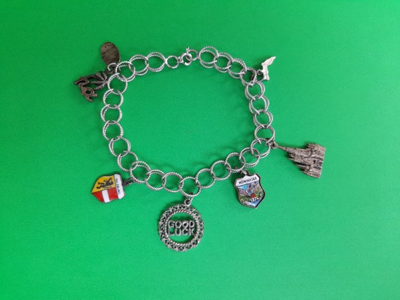 Vintage Charm Bracelet Disney Castle Sterling Sil… - image 1