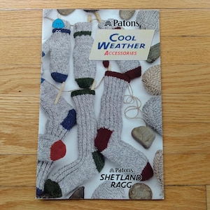 Vintage 90s Socks Knitting Pattern Book Vest Cap Mitts Scarf Hat Accessories