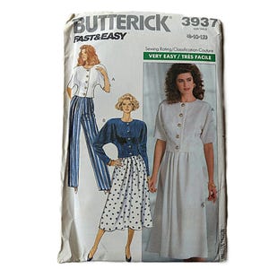 Vintage 80s Top, Skirt, Pants Sewing Pattern Size 8 10 12 Butterick 3937 UNCUT