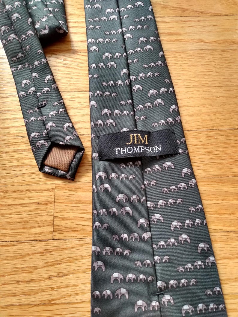 Vintage Elephant Neck Tie Jim Thompson Made in Thailand Necktie