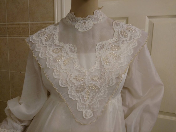 Vintage Wedding Dress Size 11 12 Pleated Chiffon … - image 6