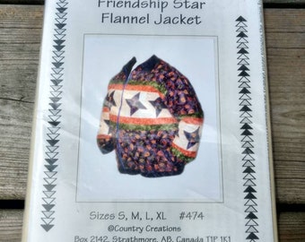 Friendship Star Flannel Jacket Quilted Coat Sewing Pattern Womens Size Small Medium Large XL