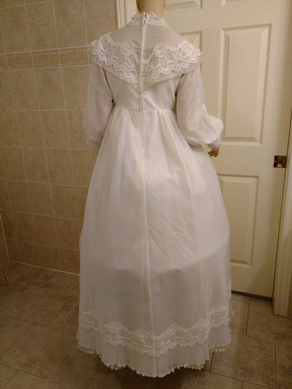 Vintage Wedding Dress Size 11 12 Pleated Chiffon … - image 4