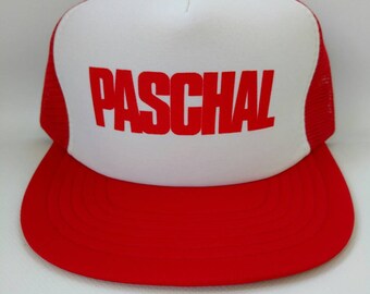 Paschal Trucker Hat Retro Vintage 1990s Red Mesh Snapback Cap