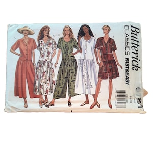 Vintage 90s Dropped Waist Dress Jumpsuit Sewing Pattern - Butterick 6781 UNCUT