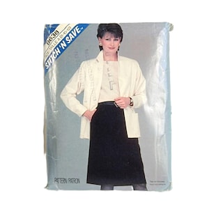 Vintage 80s Skirt and Jacket Blazer Sewing Pattern Size 8-12 McCall&#39;s 8638 UNCUT