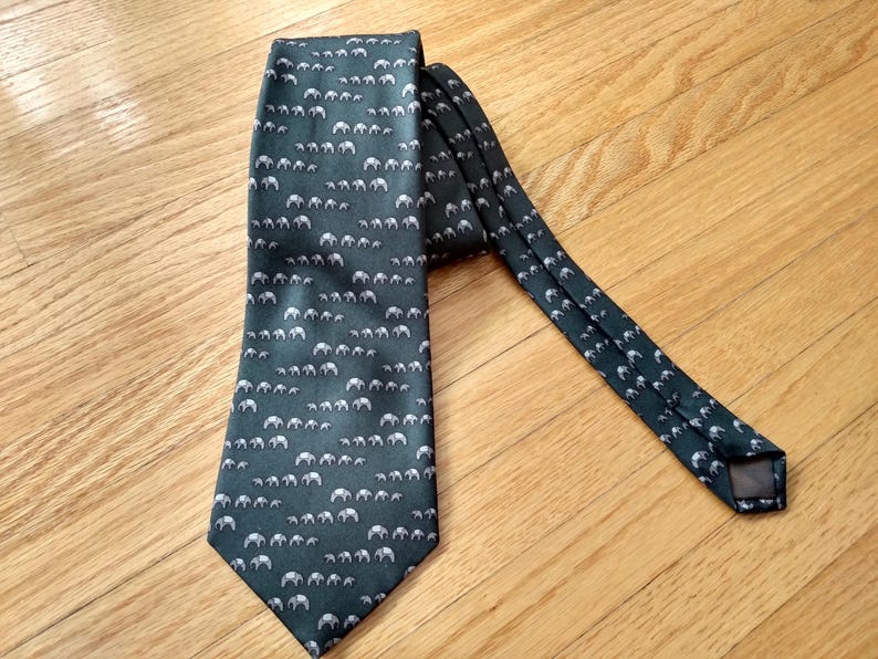 Vintage Elephant Neck Tie Jim Thompson Made in Thailand Necktie