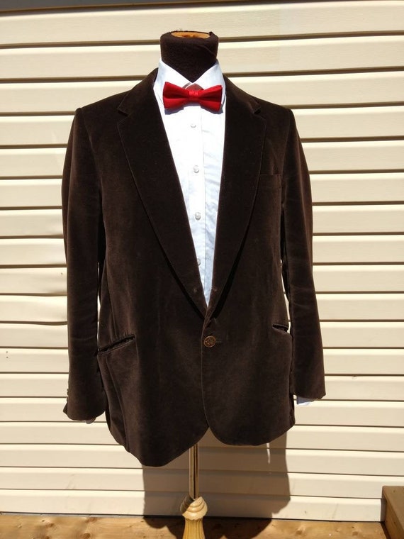 Brown Velvet Suit Jacket Sports Coat Mens Brown B… - image 1