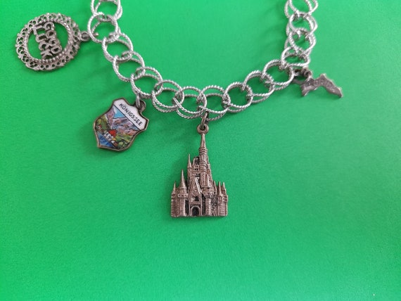 Vintage Charm Bracelet Disney Castle Sterling Sil… - image 2
