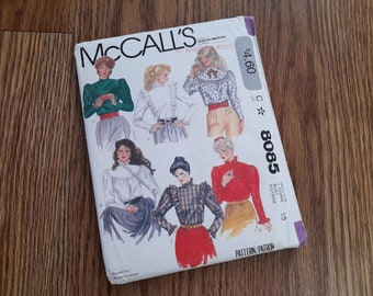 1980s Ruffle Blouse Sewing Pattern Womens Cowgirl Prairie Shirt Size 10 McCalls UNCUT