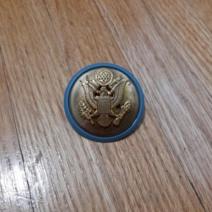 ヴィンテージ 60年代 70年代 アメリカ歩兵帽章 ミリタリー ライトブルー ディスク スクリューバック