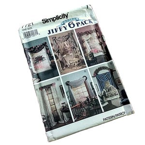 Vintage Curtains Sewing Pattern Valance Drapes Swag Window Topper Simplicity 7721