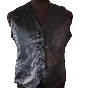 Gilet en cuir noir vintage 38 pouces poitrine FLASH by BFC