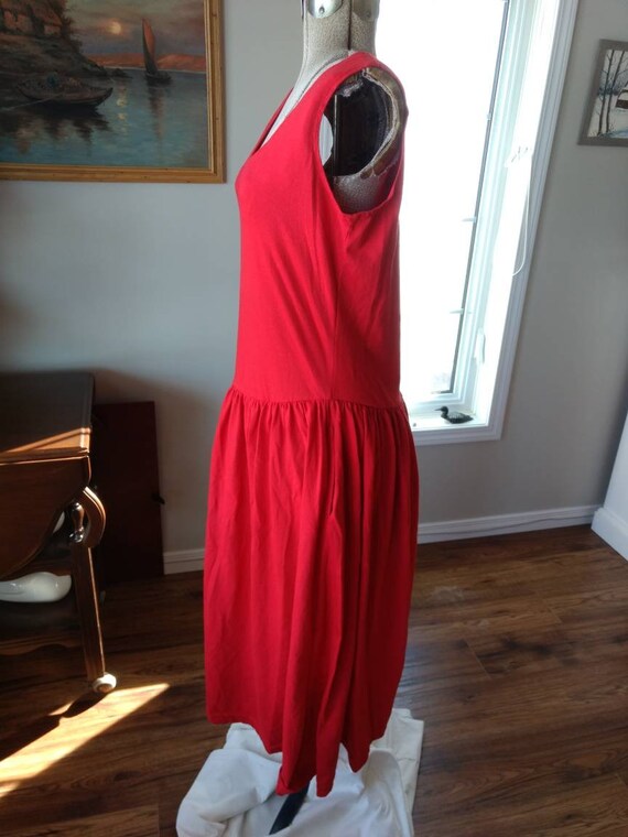 Red Tank Top Dress Sleeveless with Pockets Retro … - image 3