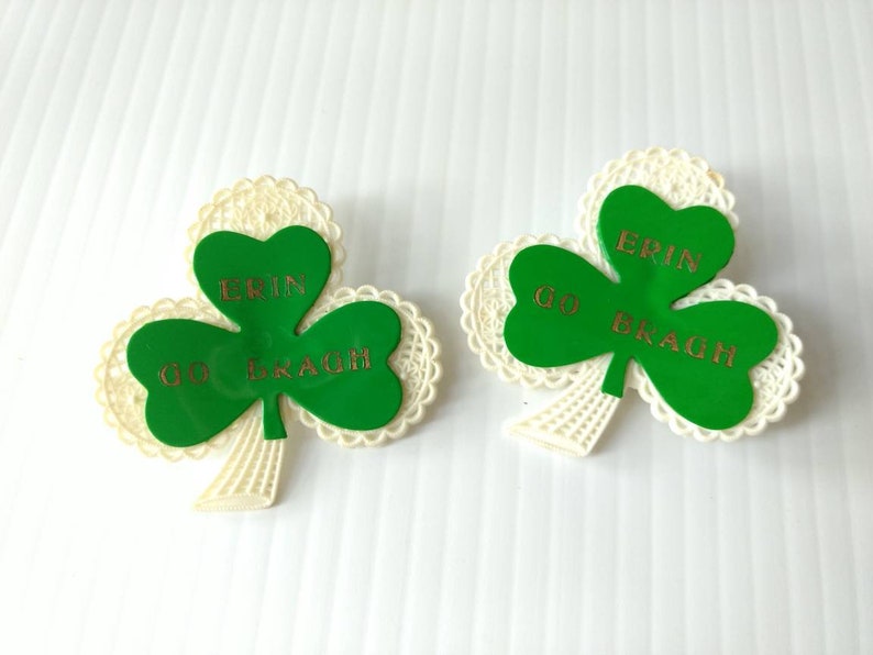 SHAMROCK PINS Erin Go Bragh Brooches Retro Vintage Plastic Etsy