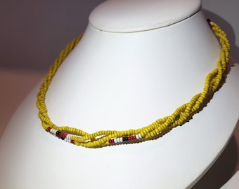 Vintage Seed Bead Rope Necklace Retro Handmade
