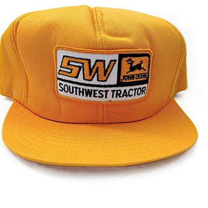 vintage John Deere Trucker Hat tel quel Southwest Tractor Patch jaune snapback