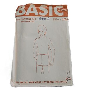 Vintage 70s Boys Bathing Suit & Surfers Sewing Pattern Size 10-16 UNCUT