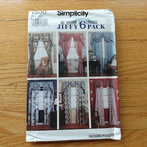 Curtains Sewing Pattern Drapes Valance Window Topper Simplicity 7550 UNCUT #2