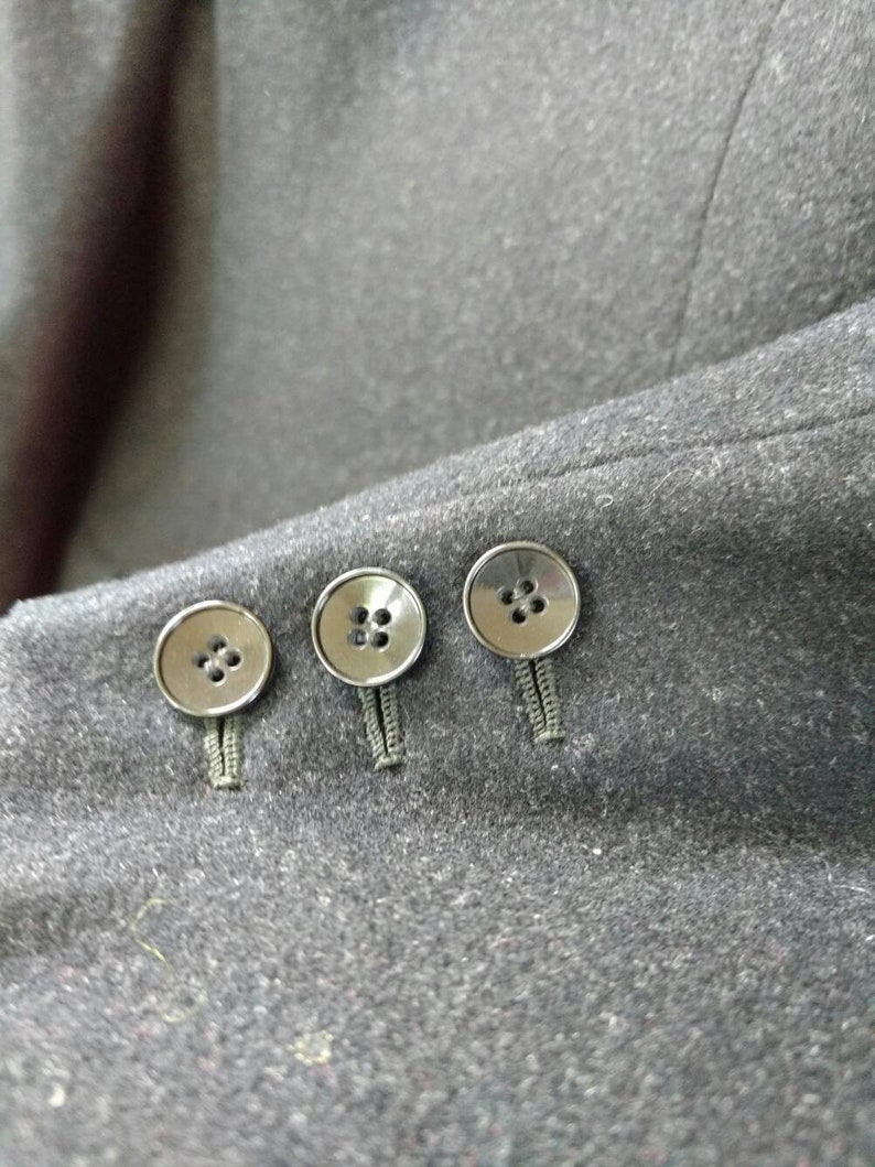 Vintage German Suit Jacket Dark Grey Wool Priok and Wulsten Breslau Schweidn with Technische Hochschule Darmstadt Stamped Ticket pre 1945