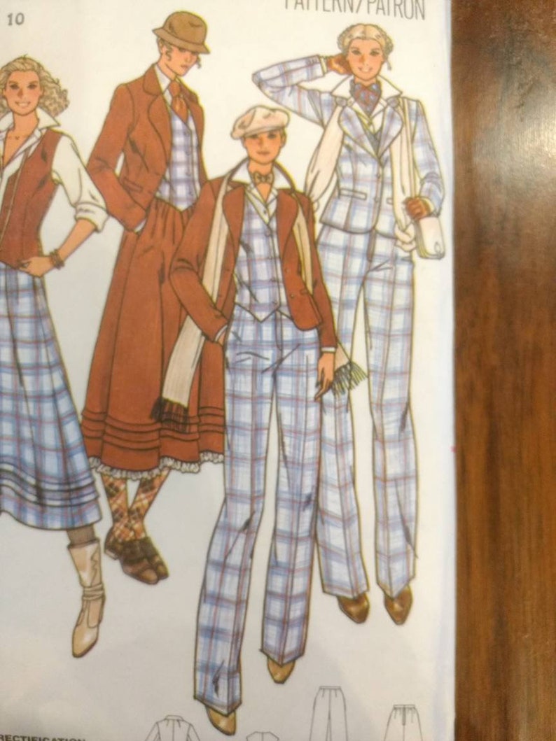 Vintage 70s Vest Jacket Skirt Pants Sewing Pattern Butterick 6253 Size ...