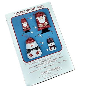 Vintage Christmas Gift Bags Sewing Pattern Santa Claus & Snowman UNCUT Made in USA