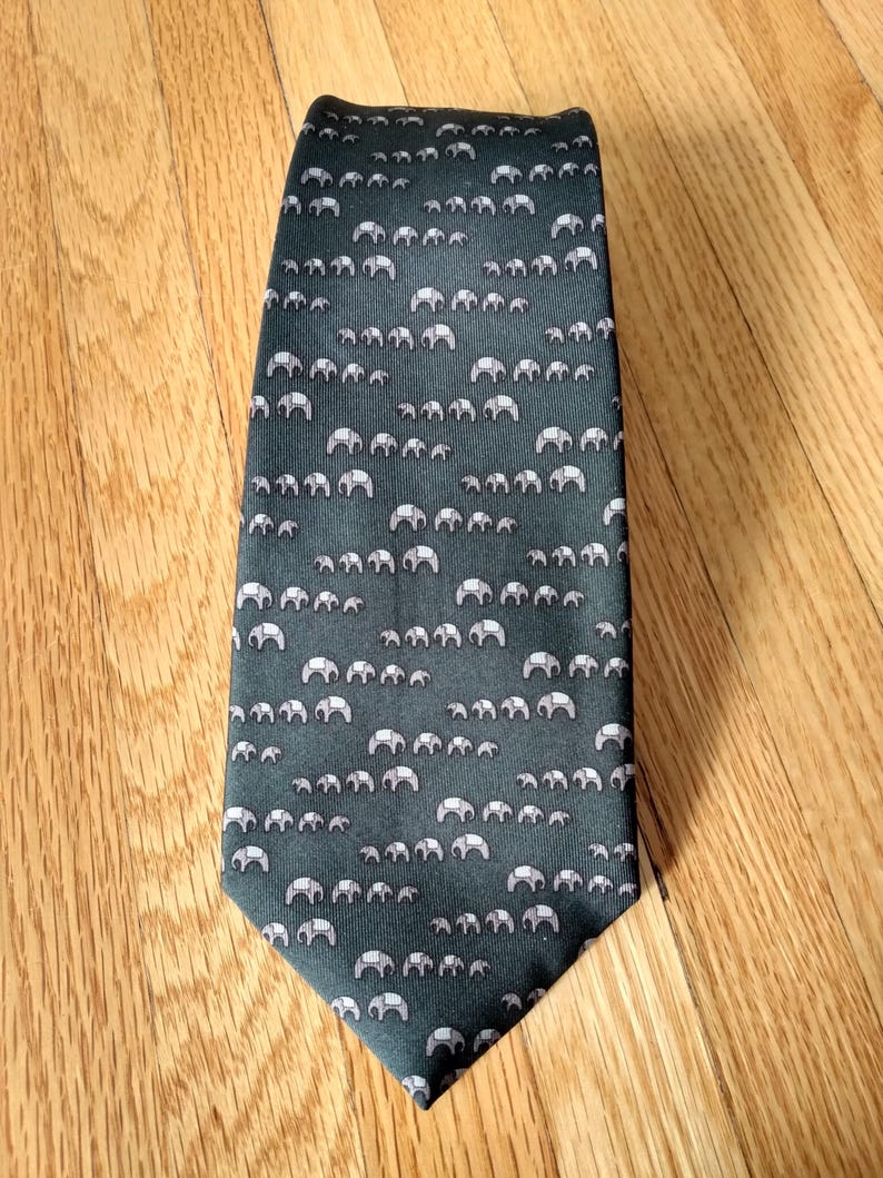 Vintage Elephant Neck Tie Jim Thompson Made in Thailand Necktie