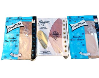 Vintage Nylon Stockings Lot of 3 Hosiery New Size 8.5 & 9 NIP NOS